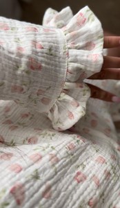 Conjunto de Pijama con Estampado Floral para Mujer, Camisa de Manga Larga con Cuello y Pantalones Cortos con Volantes, Ropa de Dormir - Product Image 5