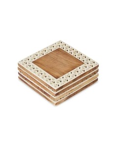 Custom Modern Square Wooden Eco-Friendly Handmade Coasters with Teak Mango Acacia <b>Walnut</b> Designs-FAIZA CRAFT Factory Price - Product Image 6