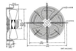 High Performance External Rotor 220V/420V Metal Blade Exhaust <b>Fan</b> 550x129mm 1400/1560 RPM Free <b>Standing</b> Symbang AF550129-B - Product Image 2