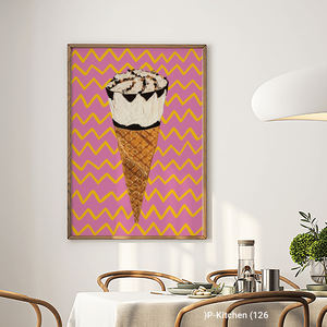 Arte de pared navideño, póster con ilustración de postre de cono de helado, decoración linda para la pared de la cocina - Product Image 2