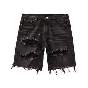Pantalones Cortos de Mezclilla para Hombre, Estilo Desgastado, Cintura Media, Pierna Recta, Rotos en la Rodilla, Transpirables, de Secado Rápido, Casuales de Verano - Product Image 4