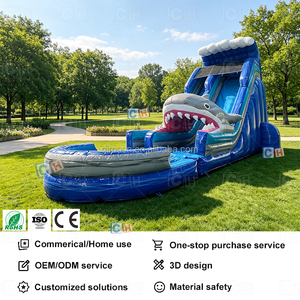 Scivolo d'Acqua Gonfiabile Commerciale a Tema Squalo con Doppia Corsia e Piscina <span class=keywords><strong>per</strong></span> Parchi Acquatici e Feste Estive in Giardino - Product Image 4