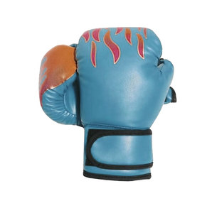 Gants de boxe en cuir PU noir avec sangle de poignet réglable, imprimé flamme violette, fermeture auto-agrippante, emballage personnalisable pour - Product Image 2