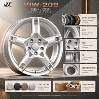Jantes forgées monobloc à cinq branches avec fentes d'aération, 18-22 pouces, finition argentée, modèle VIW-209 pour BMW, Audi, Mercedes-Benz