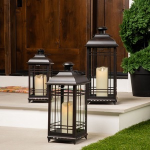 Lanternes à bougies en métal personnalisées pour la décoration intérieure et extérieure, lanternes à bougies en métal de style farmhouse pour le sol, la table et le mur - Product Image 1