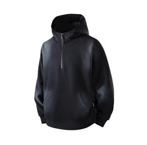 Sweat-shirt à capuche pour homme, col zippé, manches raglan, dégradé de couleurs, décontracté, respirant, en molleton bouclette, coupe ample, automne, 100% coton - Product Image 4