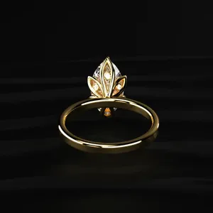 Bague solitaire marquise à six griffes florales, bague de fiançailles, look royal, acheter directement auprès d'un fournisseur indien - Product Image 5
