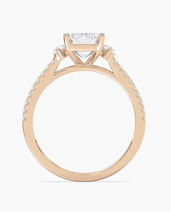 Bague de fiançailles classique pour femme en or rose 14 carats avec diamant taille émeraude de 1,50 carat, couleur F, pureté VS1, certifié IGI, et diamant d'accentuation solitaire - Product Image 2