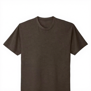 เสื้อยืดคอกลมแขนสั้นสีดำล้วนสำหรับผู้ชาย ทรงปกติ สวมใส่สบาย ผ้าคอตตอนเจอร์ซีย์ถัก สีพื้น - Product Image 1