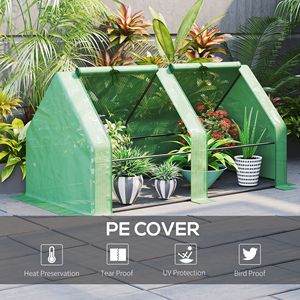Mini serra portatile 6 'X 3' X 3 'piccola serra da giardino con grandi porte a cerniera e copertura resistente all'acqua UV/PE verde - Product Image 4
