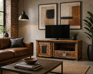 Modern Mango Wood Sliding Door 1 <b>drawer</b> Cabinet Industrial Storage Sideboard <b>Unit</b> Living Room Furniture Home Furniture - Product Image 1