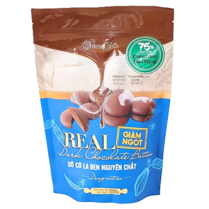 โรงงานผู้ผลิตช็อกโกแลตแท้ส่งออก ขายตรง HALAL OEM/ODM ช็อกโกแลตแท้ดาร์กช็อกโกแลตแบบเม็ด 75% โกโก้ 1 กก. บิสกิต คุกกี้ - Product Image 1