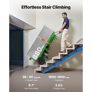 Carrello Elettrico Saliscale da 400 kg con Manico Estensibile da 400 cm, Carrello Elettrico per Carichi Pesanti - Product Image 2