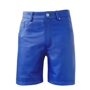 Men's Blue Bermuda <b>Shorts</b> High Waist Button Fly Casual Solid Color Polyester Breathable Woven Fabric with Pockets - Product Image 1