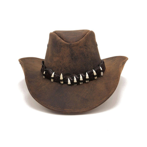 Brown Leather Cowboy Western Hat <b>for</b> <b>Men</b> Woman Studded Steampunk Hat Deadman Top Hat <b>for</b> Halloween Costume - Product Image 3
