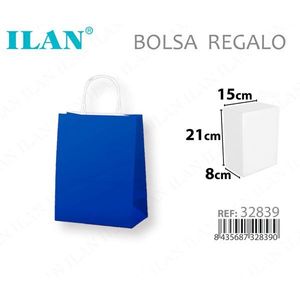 Sacchetto Regalo Iln 21x15x8cm in Carta Blu per Feste e Favori - Product Image 1