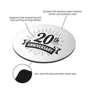 Personalized Reusable Eco-Friendly Modern Stainless Steel Cup <b>Coaster</b> <b>Set</b> with Holder for Bar Supplies and Restaurant Equipment - Product Image 2