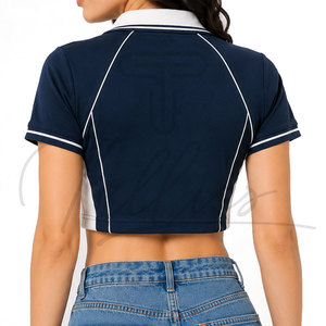 Polo Corto para Mujer, Camiseta de Verano de Manga Corta con Media Cremallera, Blusa Casual Ajustada, Camiseta con Logotipo Personalizado, Nueva Camiseta Polo Elegante - Product Image 4