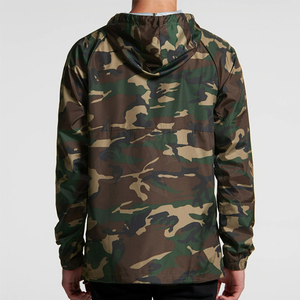 Veste coupe-vent camouflage imperméable personnalisée pour homme, anorak à demi-zip, pull-over imperméable avec poche kangourou pour la randonnée en plein air - Product Image 4