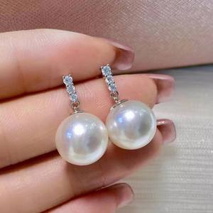 Boucles d'oreilles pendantes en argent pur S925 avec perle naturelle et plaqué or givré, style coréen, vente en gros avec boîte cadeau - Product Image 3