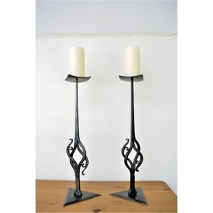 Support de bougie décoratif en fer industriel moderne, en métal noir, pour bougies cylindriques, pour salon, hôtel. - Product Image 1