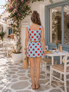 100% Cotton Print <b>Square</b> Neck Top with Matching Skirt Co-ord <b>Set</b> Sweet Modern Look Perfect For Casual Spring Summer Wear - Product Image 3