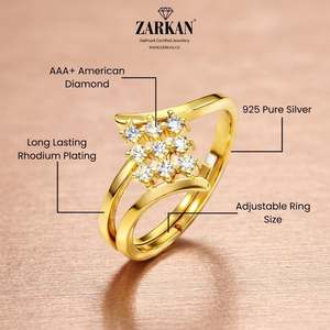 Hallmark Silver Elegant Floral Cluster Gold Plated Ring Watch - Product Image 5