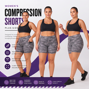 Shorts de Compresión con Estampado de Camuflaje para Mujer, Talla Grande, Cintura con Cordón, Capa Base, Secado Rápido, para Yoga y Fitness - Product Image 4