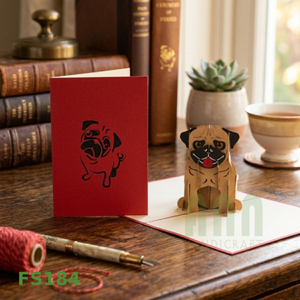 ANN HANDICRAFT Custom 3D Pop Greeting Cards Pug Dog Friendship Thank You Gift 4 Color Printed Vietnam Made <b>Paper</b> Die Cutting - Product Image 4