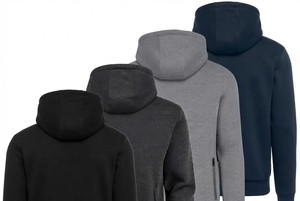 Men's Hooded <b>Full</b> <b>Zip</b> <b>Sweatshirt</b> Solid Color Custom Logo Printed Casual Fleece Regular Fit Autumn Wear - Product Image 4