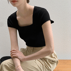 T-shirt Irene a maniche corte a collo quadrato in pizzo Ts4560-Pretty base con pizzo puro