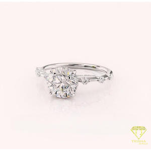 Anillo de Compromiso Solitario con Diamante Cultivado en Laboratorio de Corte Redondo en Oro Amarillo de 14K, Anillo de Promesa Delicado para Mujer, Joyería Fina - Product Image 2