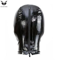 Cagoule intégrale professionnelle en latex noir brillant, sexy, pour clubbing, fête, déguisement, cosplay, ajustement réglable, durable