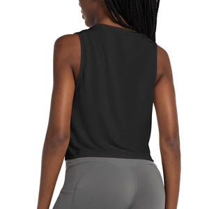 Women's Breathable Spandex Plus Size Quick Dry Slit Back Cool Sleeveless Vest Casual Regular Fit Yoga <b>Crop</b> Tank <b>Top</b> - Product Image 2