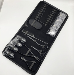 Kit d'outils pour extensions de cheveux noir mat, pinces, ciseaux, peigne, clips, accessoires en acier inoxydable pour l'installation et le retrait - Product Image 6
