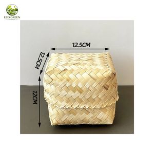 Caja de Regalo de Bambú Tejido, Cesta para Exhibición de Dulces, Decoración de Mesa de Boda, Caja de Empaque con Logotipo Personalizado - Product Image 4