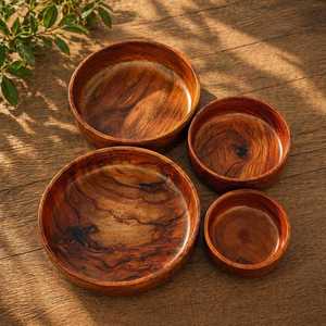 Bol à fruits en bois biologique, bol en bois classique, charme rustique, bol en bois naturel pur, bol de service artisanal en bois - Product Image 5