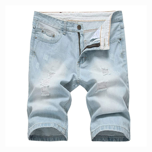 Shorts en jean déchirés décontractés pour hommes à prix abordable, en Spandex/Polyester respirant et écologique, coupe classique, couleur unie, service OEM - Product Image 1