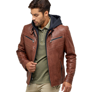 Sleek Men's Genuine Cowhide Leather Jacket with Stand Collar Solid Color Waterproof & Windproof <b>Winter</b> Wear High Street Style - Product Image 5