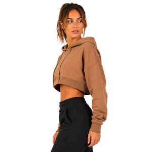 woman crop hoodie featuring quality stitching breathable material cropped fit for trendy fashion comfortable everyday - Product Image 2