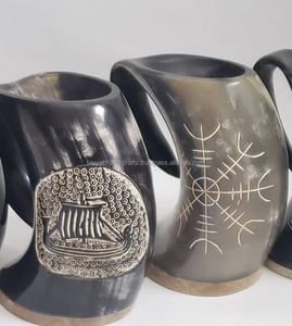 Handcrafted Drinking Horn Mug With Unique Handwork Design Drinking Horn made by Tayyab Handicraft - Product Image 3
