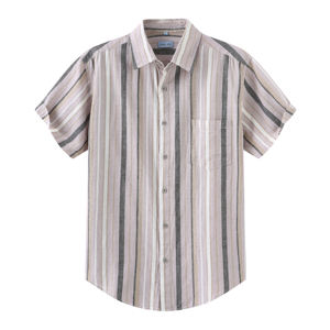 เสื้อเชิ้ตชายผ้าลินินแขนสั้นติดกระดุมมุก ลำลอง ผ้าฝ้าย สำหรับฤดูร้อน ชายหาด ปกคอปกตั้ง เสื้อชายหาดลำลองสำหรับผู้ชาย - Product Image 2