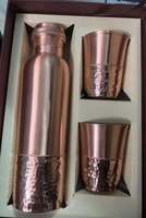 Juego de Botellas de Agua de Cobre, Dos Tazas con Acabado Martillado, Taza de Viaje Reutilizable, Regalo para Adultos, Apto para Lavavajillas y Microondas