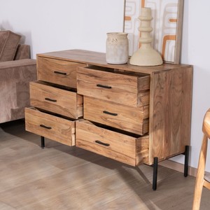 Cómoda de 6 cajones Vandana Royal Design en madera de acacia con patas de metal negro - Product Image 2