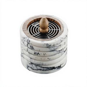Quemador de Incienso Portátil de Madera de Nogal, Porta Incienso de Latón, Quemador de Aroma Redondo con Recolector de Ceniza para Decoración del Hogar, Ramadán, Eid - Product Image 5