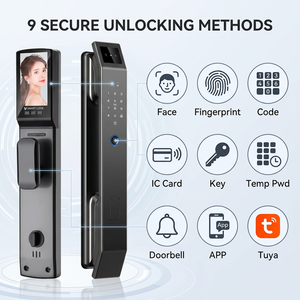 Serrure intelligente 9-en-1 à reconnaissance faciale, empreinte digitale, mot de passe, carte IC, clé, application, <span class=keywords><strong>code</strong></span> WeChat + sonnette |   Tuya Cloud Aluminium Grade C - Product Image 4