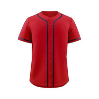 Maillot de baseball personnalisé à rayures rouges pour homme, manches courtes, boutons sur le devant, tissu respirant, uniforme sportif