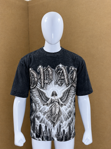 เสื้อยืดเจอร์ซีย์ลายกราฟิกสไตล์วินเทจฟอกสีสำหรับผู้ชาย ผ้าคอตตอนหนานุ่ม แขนสั้น พิมพ์ลายดิจิทัล สตรีทแวร์ - Product Image 1