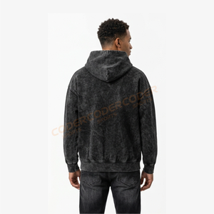 Sudadera con Capucha de Otoño de Alta Calidad, Lavada al Ácido y con Efecto Desgastado, Forrada, con Logotipo Personalizado, 100% Algodón, Tejido de Felpa, Marca CODER SPORTS - Product Image 4