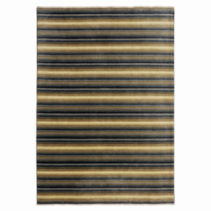 Tapis linéaire abstrait DECORDEC en laine terracotta beige, écologique, antidérapant, texturé, tufté à la main, pour salon et chambre - Product Image 1